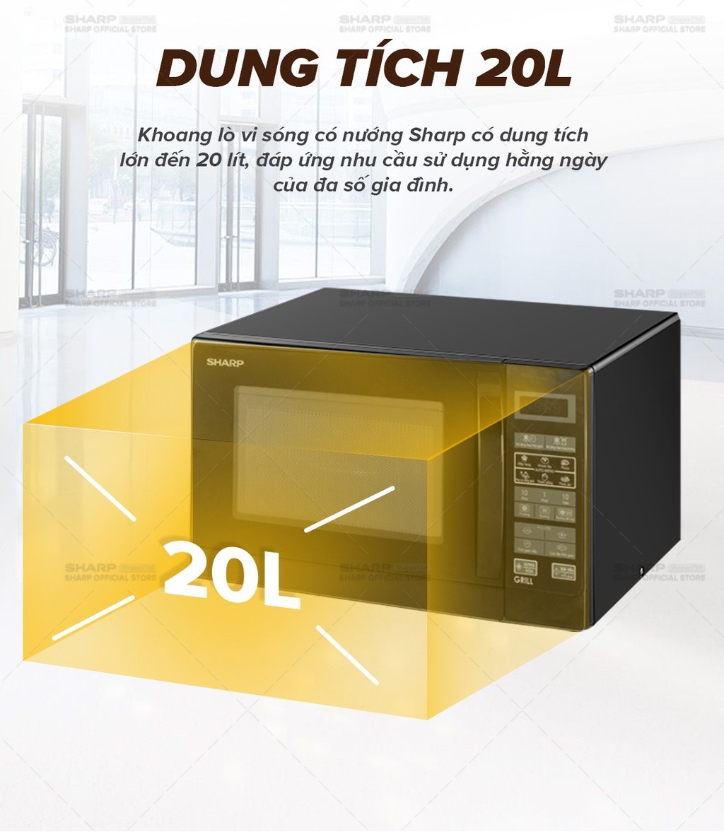 Mô tả Lò Vi Sóng Kết Hợp Nướng Sharp R-G273VN-B 20L - 3
