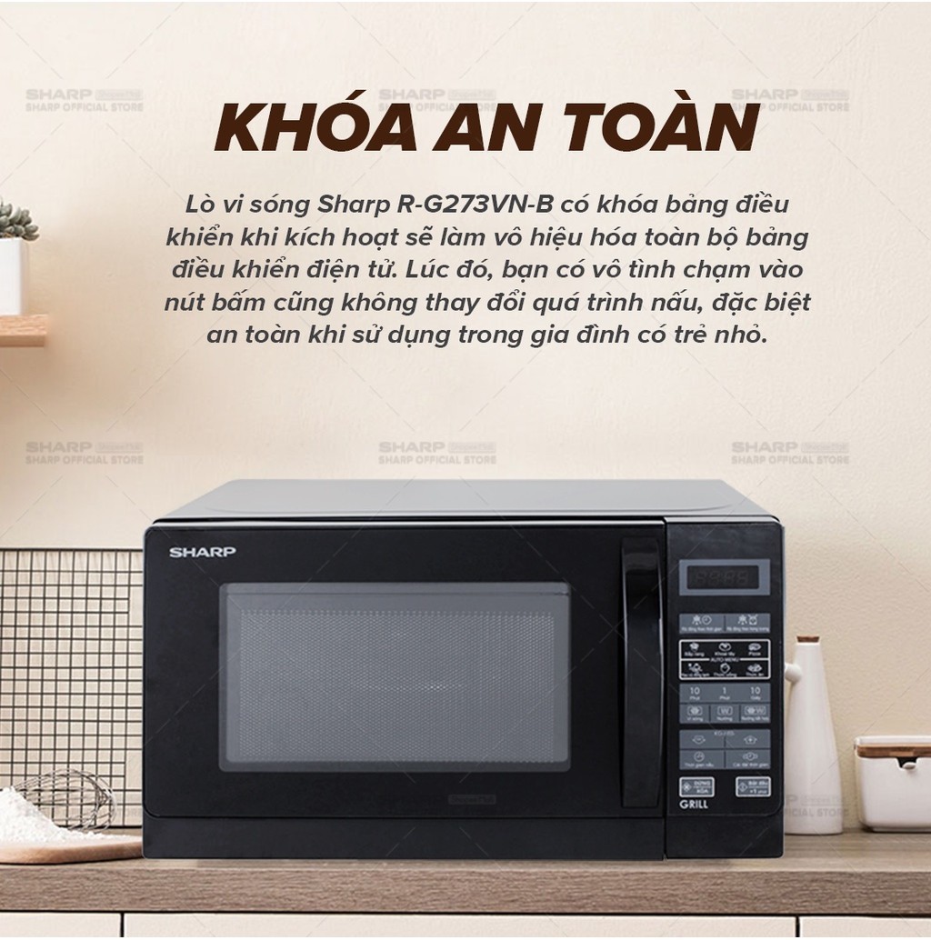 Mô tả Lò Vi Sóng Kết Hợp Nướng Sharp R-G273VN-B 20L - 5