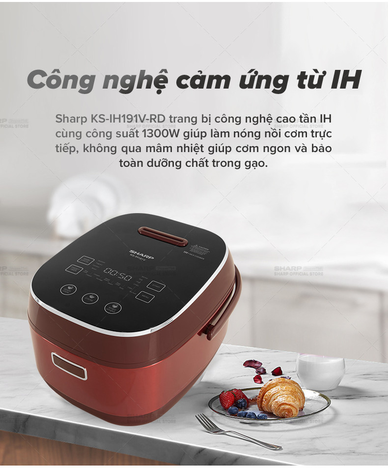 Mô tả Nồi Cơm Điện Cao Tần Cảm Ứng Sharp 1.8L KS-IH191V-RD - BẢO HÀNH 12 tháng - 1