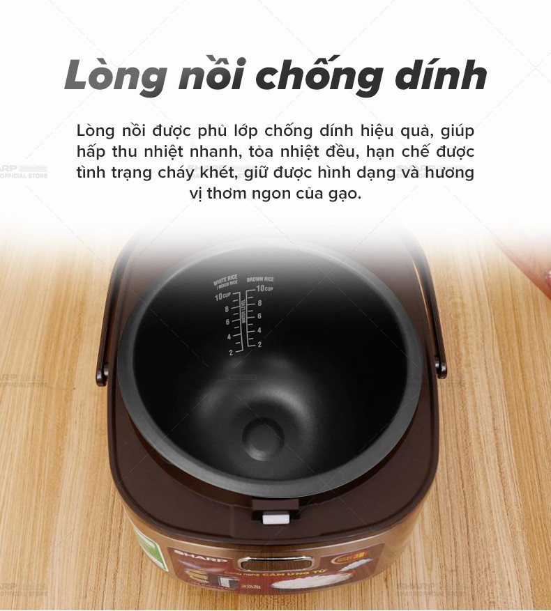 Mô tả Nồi Cơm Điện Cao Tần Cảm Ứng Sharp 1.8L KS-IH191V-RD - BẢO HÀNH 12 tháng - 2