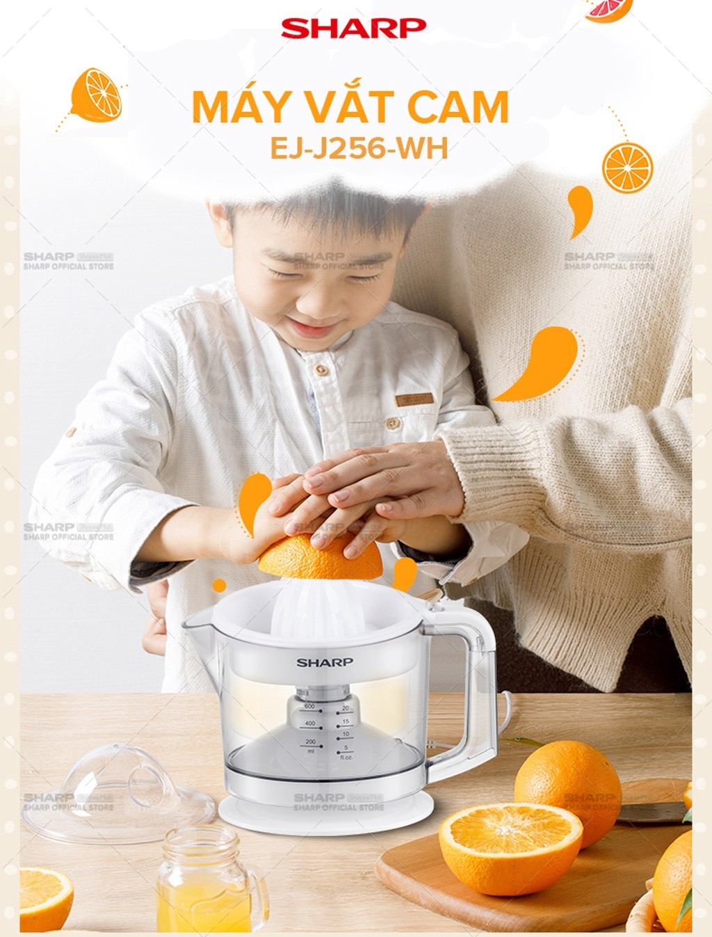 Mô tả Máy Vắt Cam Công Suất 25W Sharp EJ-J256-WH ( Màu Trắng) - 9