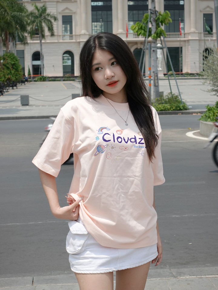 Mô tả Áo phông nữ nam unisex tay lỡ thun localbrand form rộng cổ tròn oversize cotton CLOUDZY TH ÁO THUN - 4
