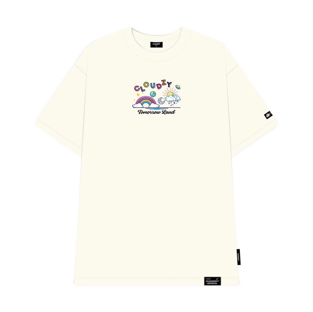Mô tả Áo thun nữ nam unisex tay lỡ phông localbrand CLOUDZY form rộng teen cổ tròn trắng oversize TOMORROW - 4