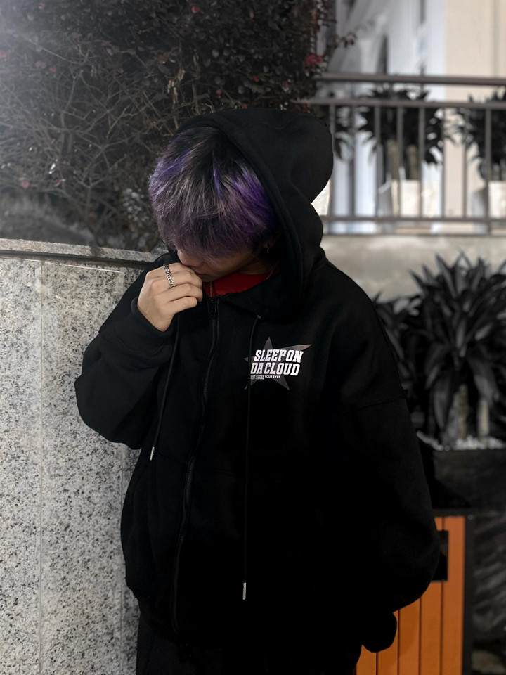 Mô tả Áo hoodie zip boxy nam local brand Cloudzy hoodie nỉ bông nữ unisex form rộng basic mũ siêu to CLOSE - 7