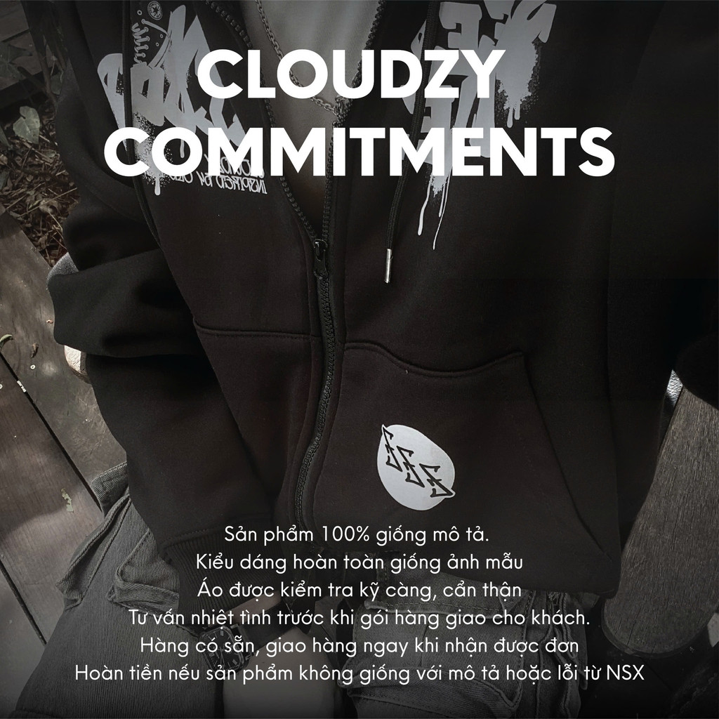 Mô tả Áo hoodie zip boxy nam local brand Cloudzy hoodie nỉ bông nữ unisex form rộng basic mũ siêu to CLOSE - 11