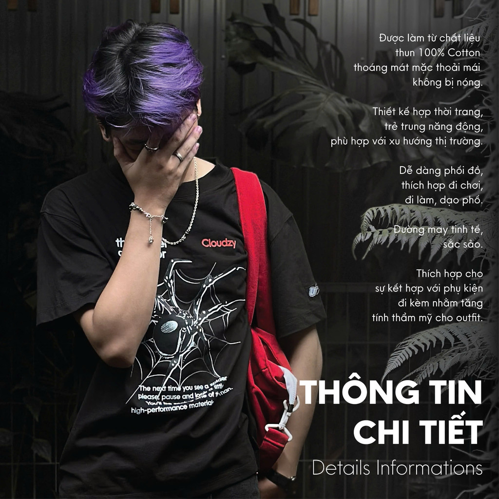 Mô tả Áo thun boxy nam local brand Cloudzy unisex phông tay lỡ nữ cotton phối màu form rộng boxy THANKFUL - 4