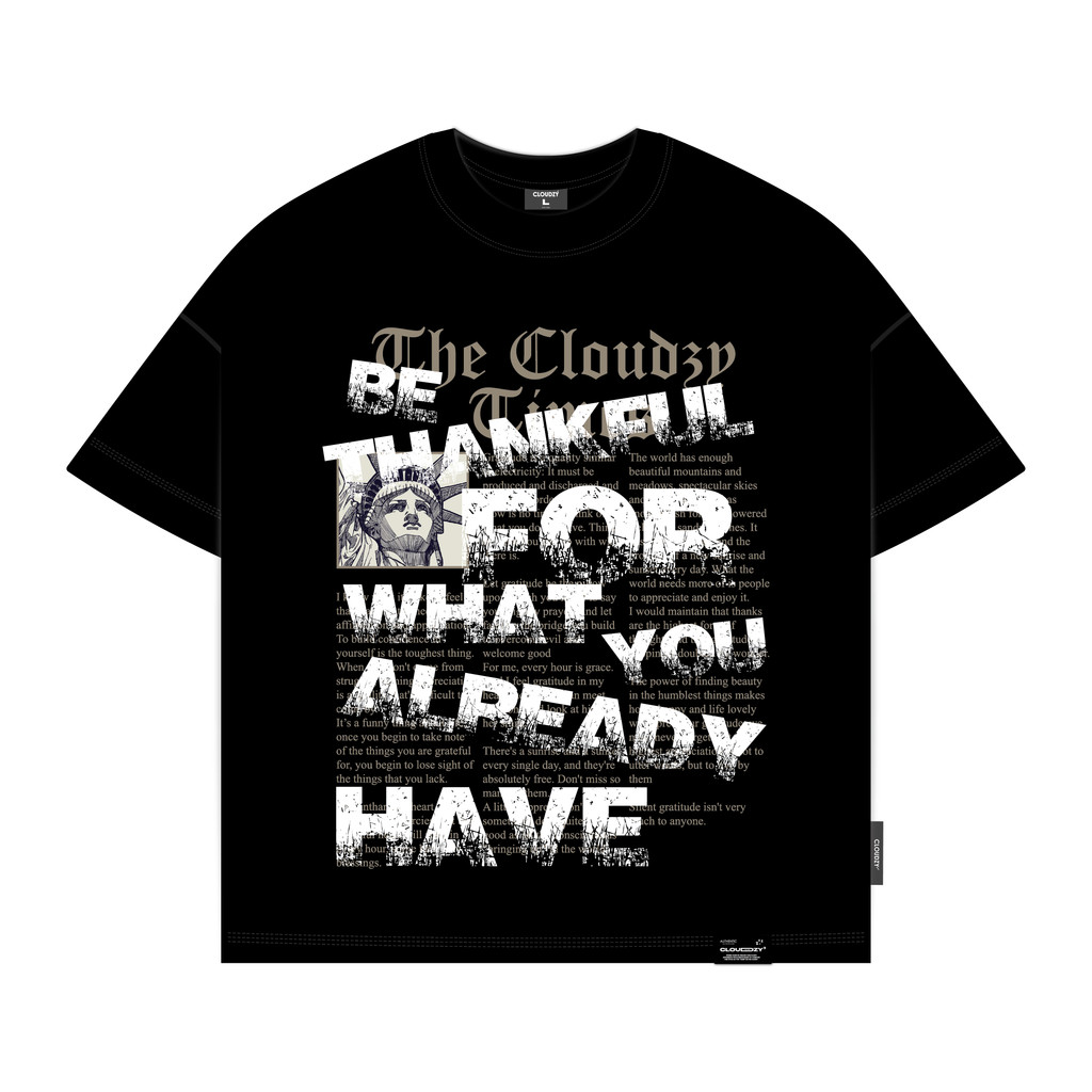 Mô tả Áo thun boxy nam local brand Cloudzy unisex phông tay lỡ nữ cotton phối màu form rộng boxy THANKFUL - 7