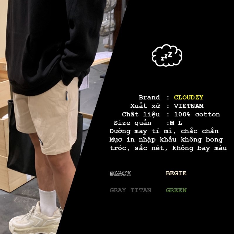 Mô tả Quần đùi nam nữ nỉ cao cấp cotton form rộng mềm mịn unisex ống rộng cạp cao bigsize CLOUDZY QS TRƠN - 2