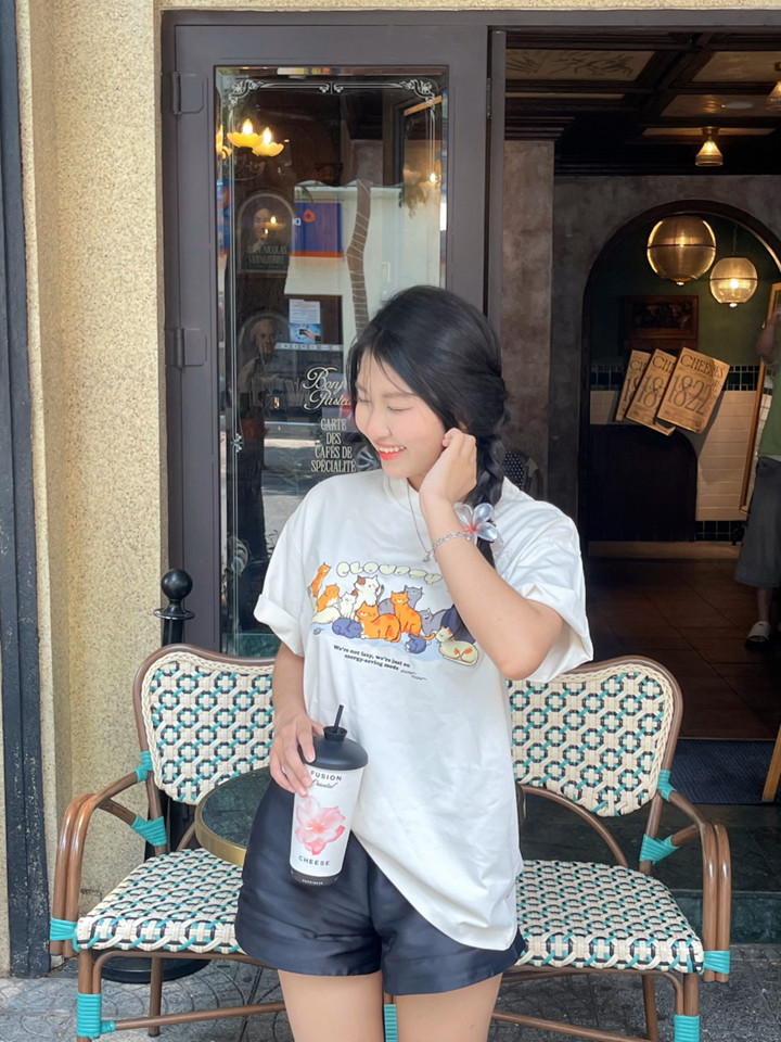 Mô tả Áo phông nữ unisex tay lỡ thun nam basic form rộng Cloudzy local brand teen cổ tròn oversize MEOW - 8