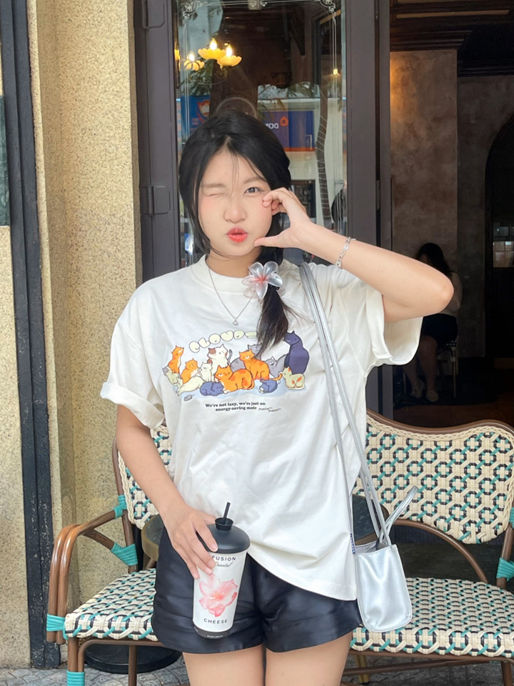 Mô tả Áo phông nữ unisex tay lỡ thun nam basic form rộng Cloudzy local brand teen cổ tròn oversize MEOW - 9