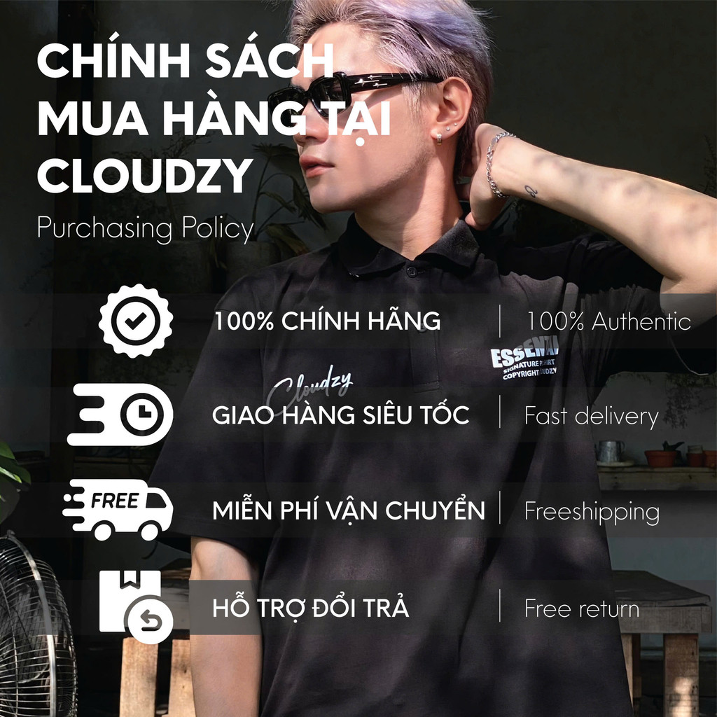 Mô tả Áo thun POLO ES.SEN.TIAL CLOUDZY nam nữ phông basic cotton mềm mịn local brand unisex đẹp oversize - 1