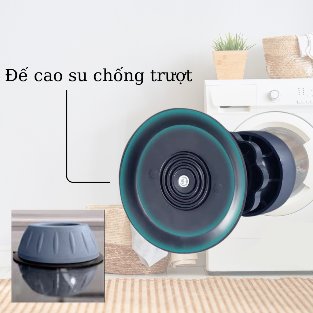 Mô tả Bộ 4 Chân Chống Rung Cho Máy Giặt, Tủ Lạnh - Chân Kê Tăng Giảm Chiều Cao, Đế Cao Su Chống Rung, Chống Trượt - 7