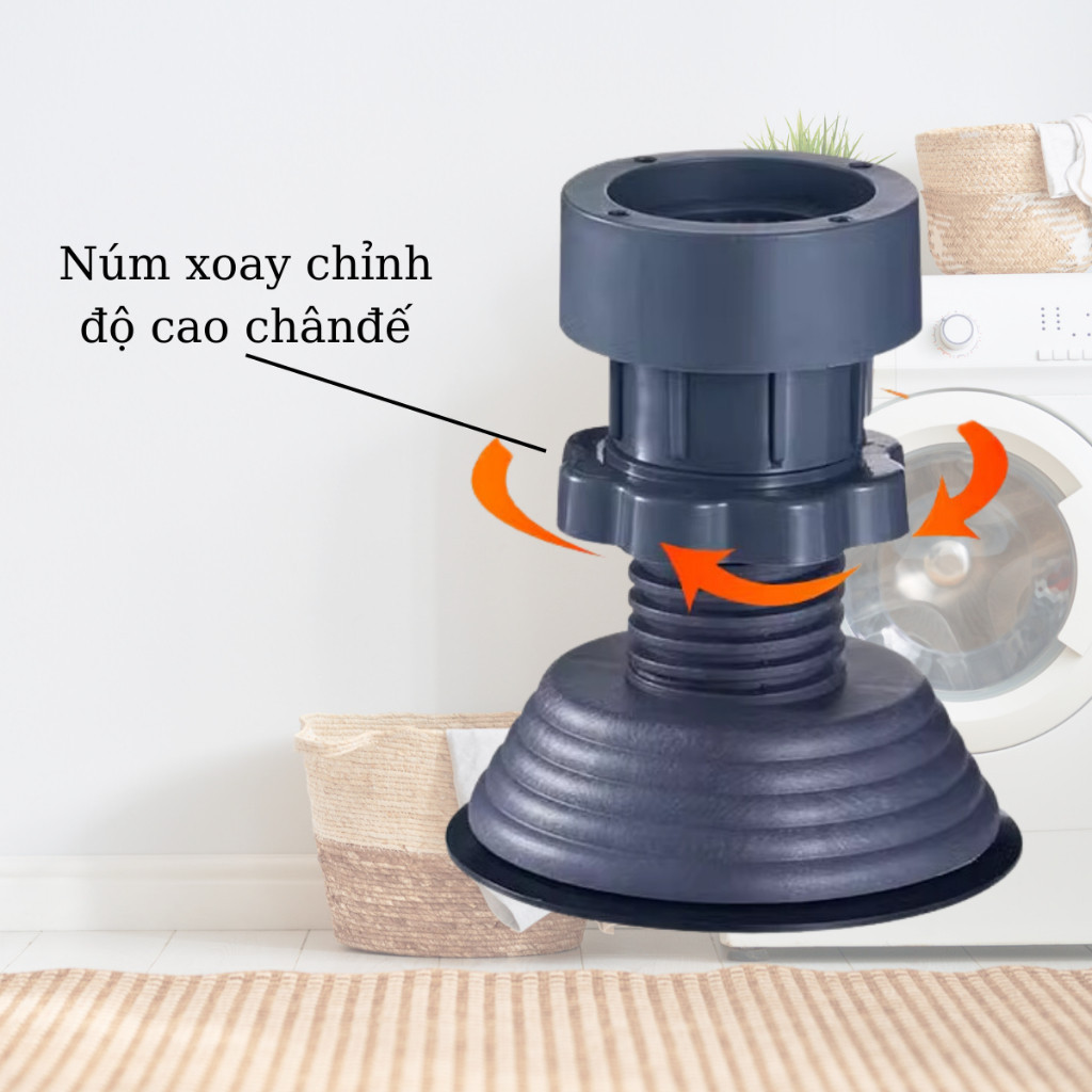 Mô tả Bộ 4 Chân Chống Rung Cho Máy Giặt, Tủ Lạnh - Chân Kê Tăng Giảm Chiều Cao, Đế Cao Su Chống Rung, Chống Trượt - 8