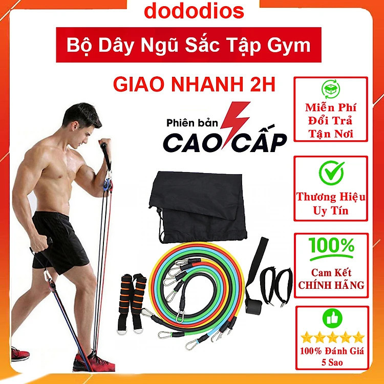 Mô tả Dây Ngũ Sắc Kháng Lực Tập Gym, Thể Hình Đa Năng Tại Nhà Chất Liệu Cao Su Siêu Bền - Hãng Dododios - 2
