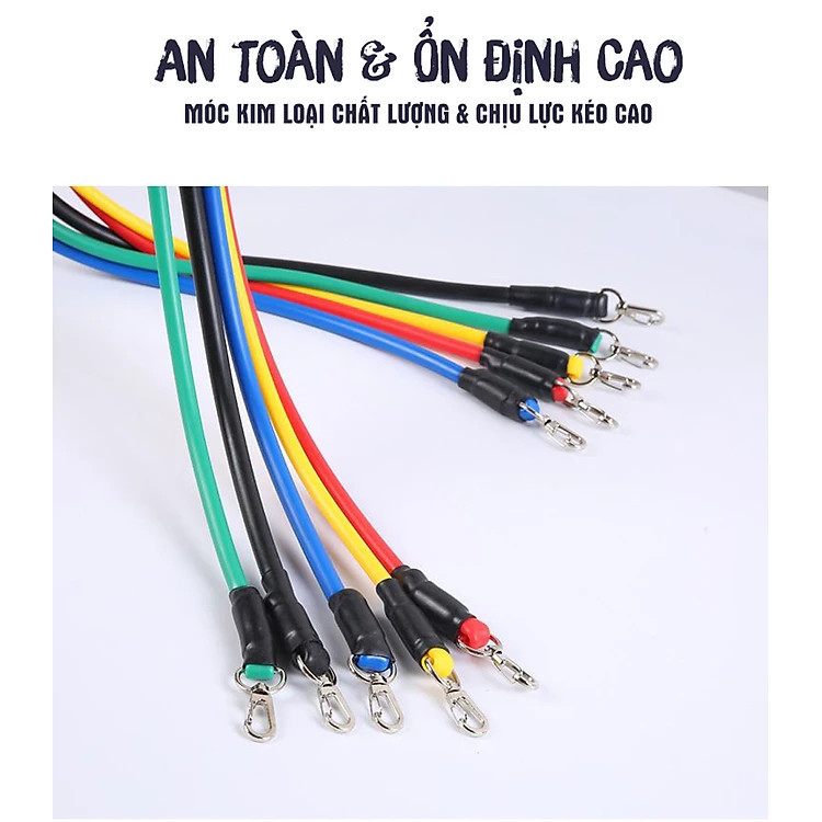 Mô tả Bộ Dây Cao Su Đàn Hồi Kháng Lực Ngũ Sắc 11 Món Tập Gym Tiện Ích - Hãng Dododios - 8