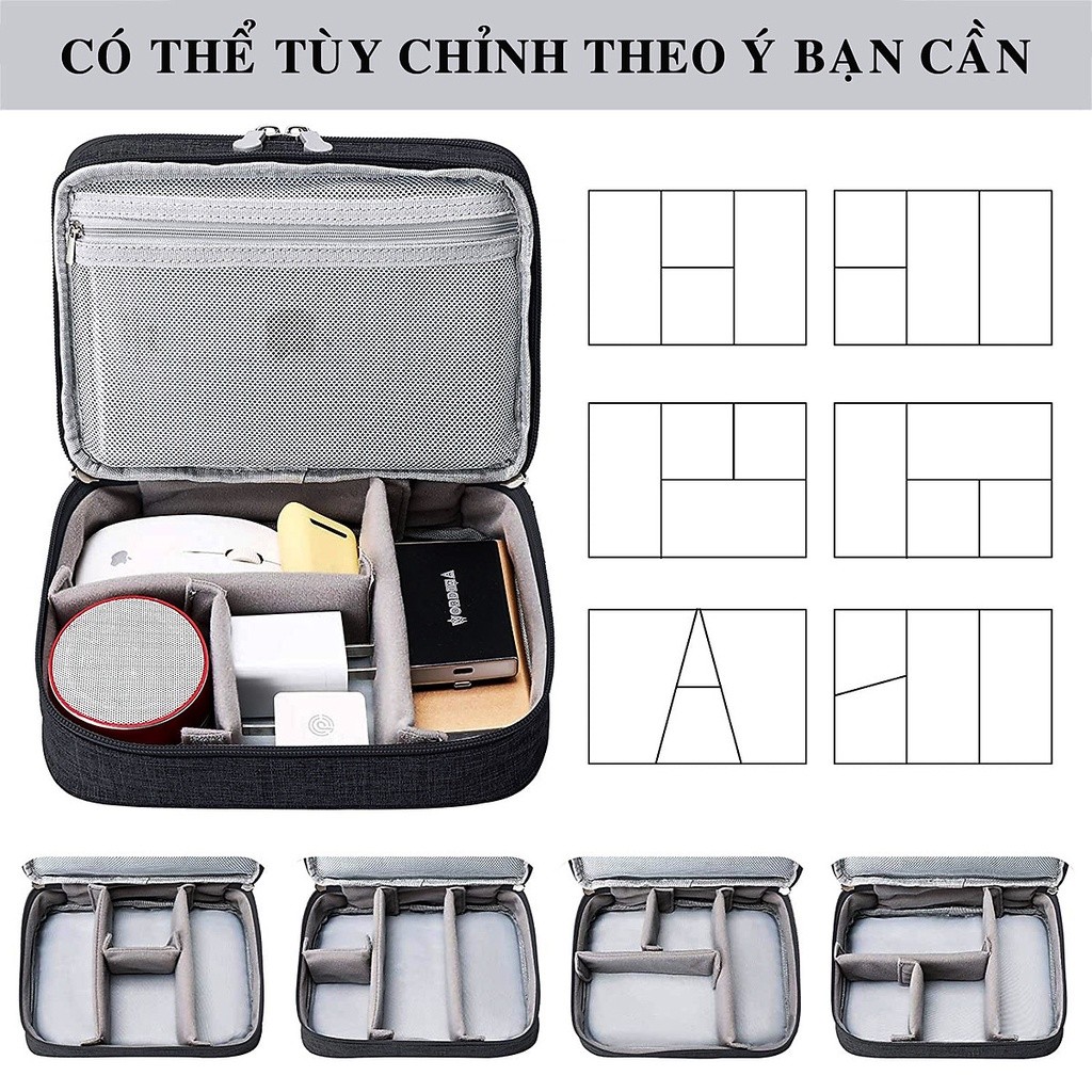 Mô tả Túi Đựng Phụ Kiện Điện Thoại 2 Ngăn Lớn Cải Tiến Nhiều Ngăn Chống Nước, Chống Sốc Chính Hãng Dododios - 5