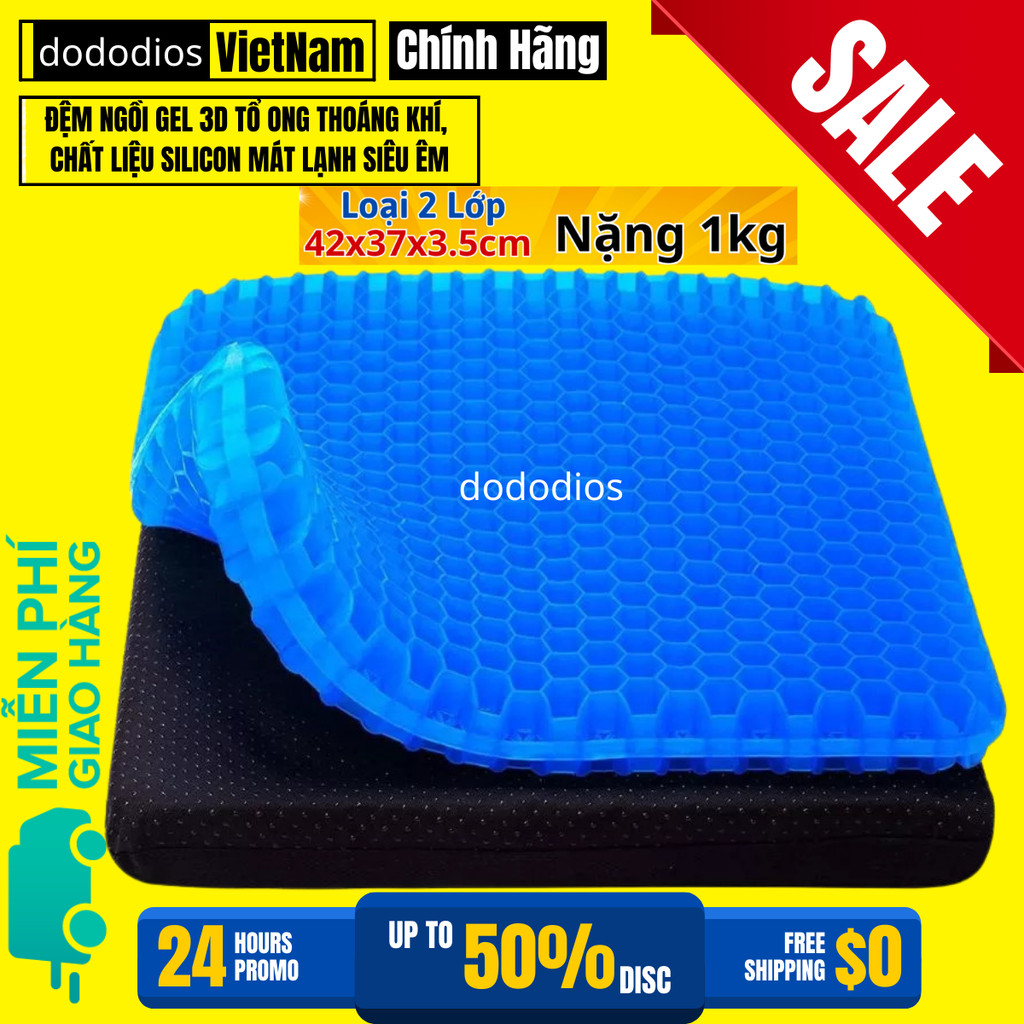 Mô tả Đệm Ngồi 3d Silicon 2 Lớp Tổ Ong Lót Ghế Thoáng Khí Chống Đau Mỏi Lưng Dododios - 1