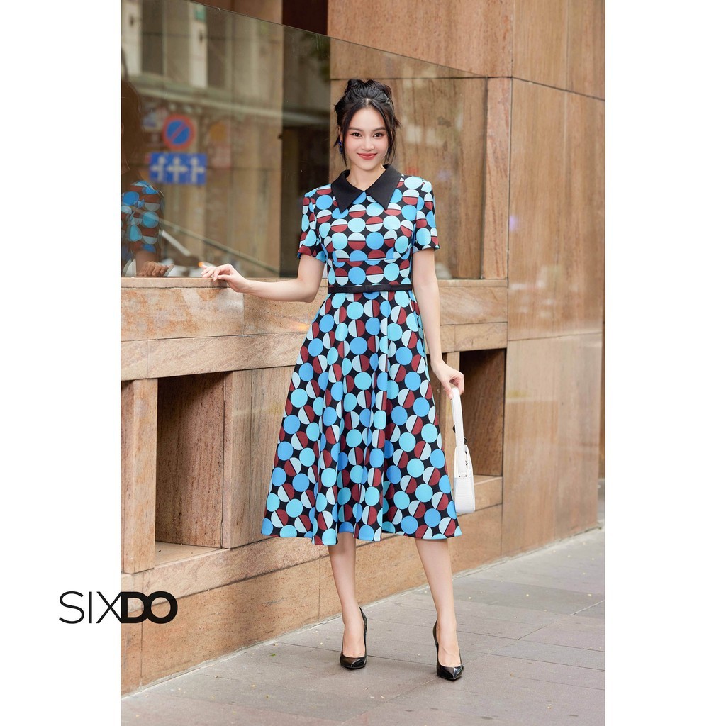Mô tả Đầm thô họa tiết tròn SIXDO (Geomitric Midi Raw Dress) - 3