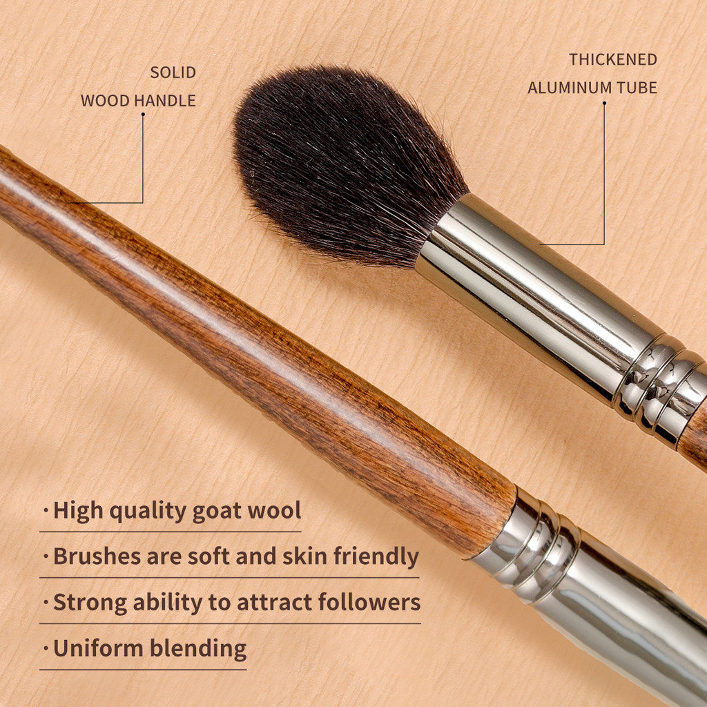 Mô tả 【OVW】 Face Highlight Goat Hair Brush Fluffy thon Highlighter Buffing Makeup Brush Goat Hair XQ05 - 2