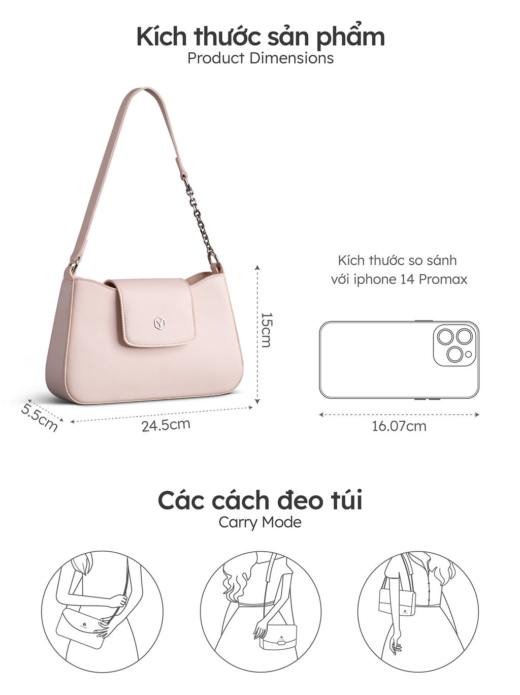 Chi tiết khóa trang trí Túi Yuumy YN182