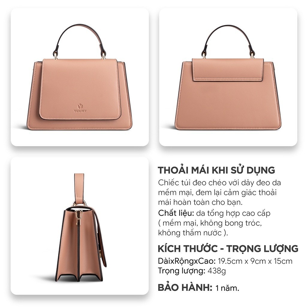 Mô tả Túi Yuumy (Thời trang nữ nắp gập phối quai xách - Túi đeo chéo da Seasand YN128) - 2