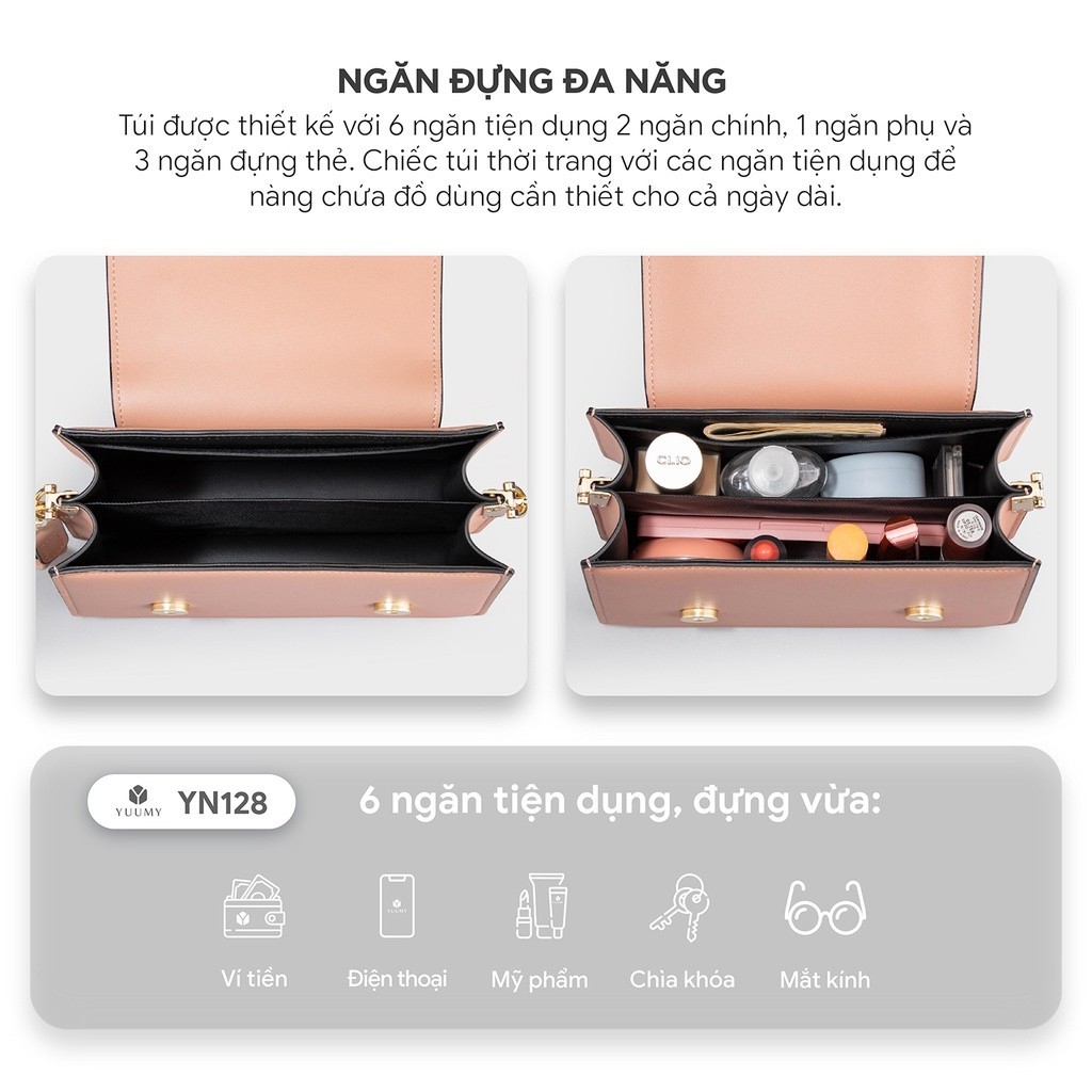 Mô tả Túi Yuumy (Thời trang nữ nắp gập phối quai xách - Túi đeo chéo da Seasand YN128) - 3