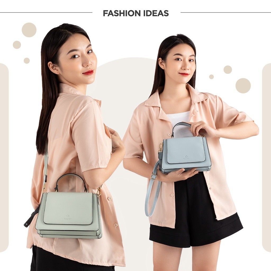 Mô tả Túi Yuumy (Thời trang nữ nắp gập phối quai xách - Túi đeo chéo da Seasand YN128) - 6