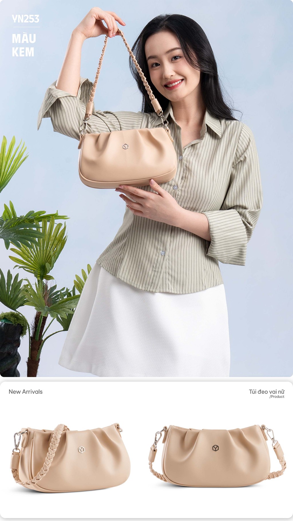 Mô tả Túi Yuumy (Thời trang nữ thiết kế kiểu nhún - Túi đeo vai da Seasand YN253) - 6