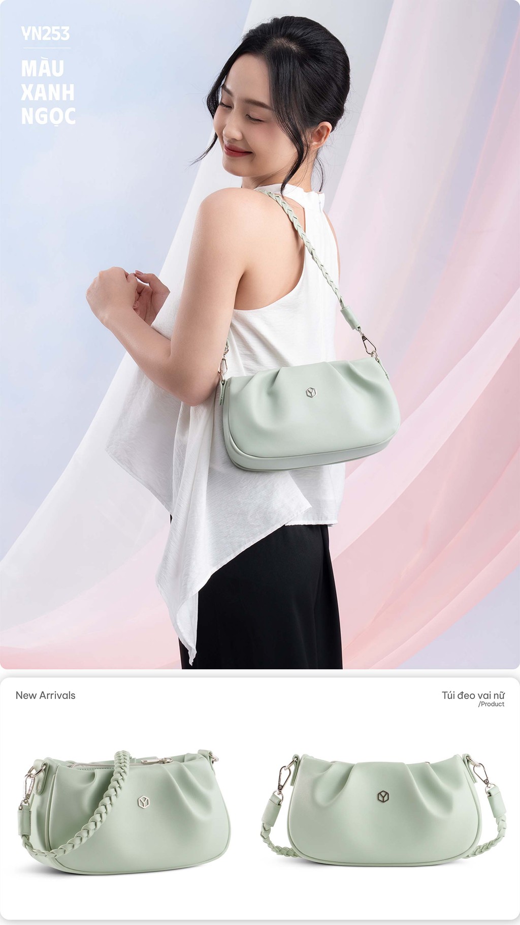 Mô tả Túi Yuumy (Thời trang nữ thiết kế kiểu nhún - Túi đeo vai da Seasand YN253) - 7