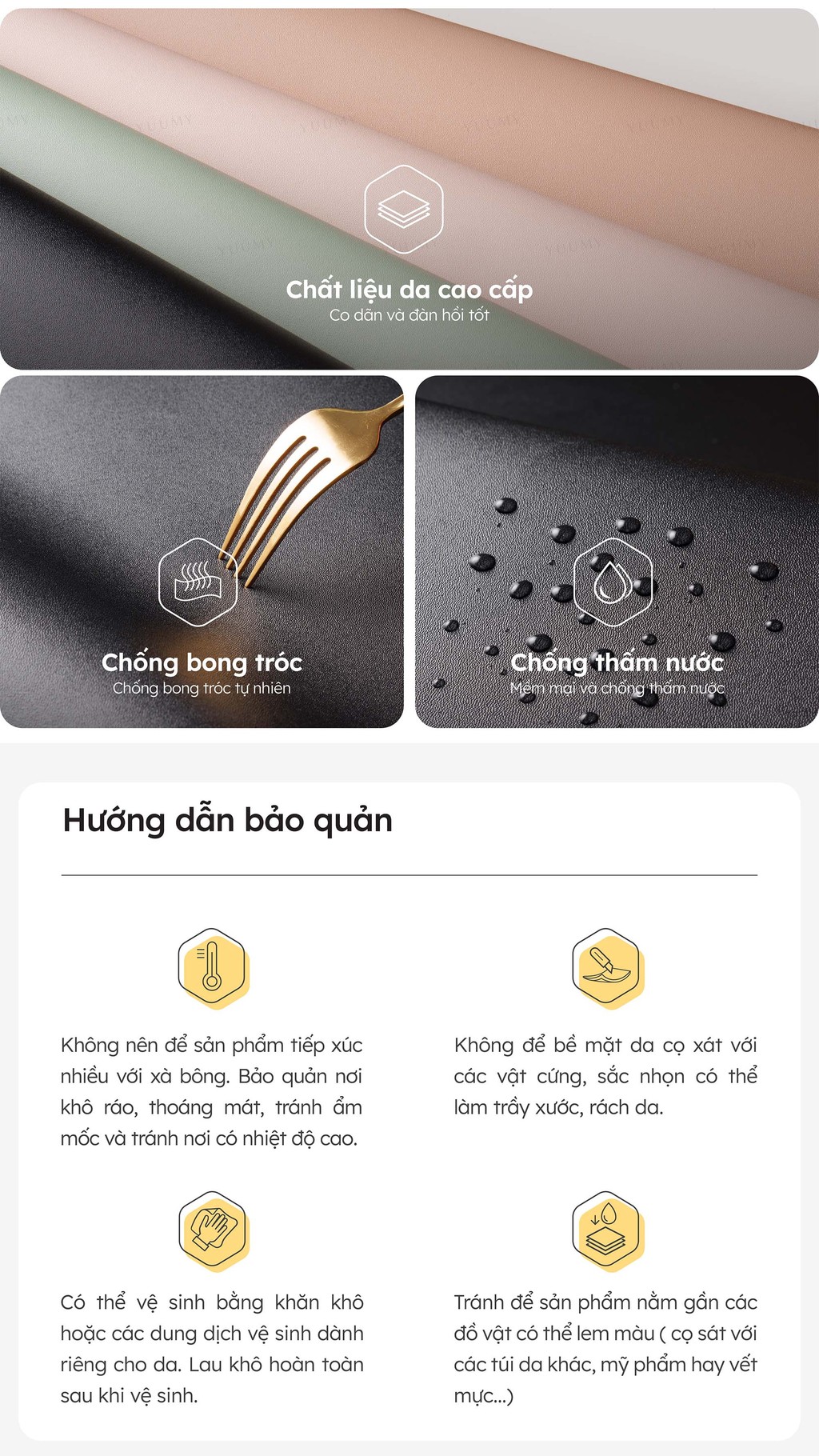 Mô tả Túi Yuumy (Thời trang nữ thiết kế kiểu nhún - Túi đeo vai da Seasand YN253) - 9