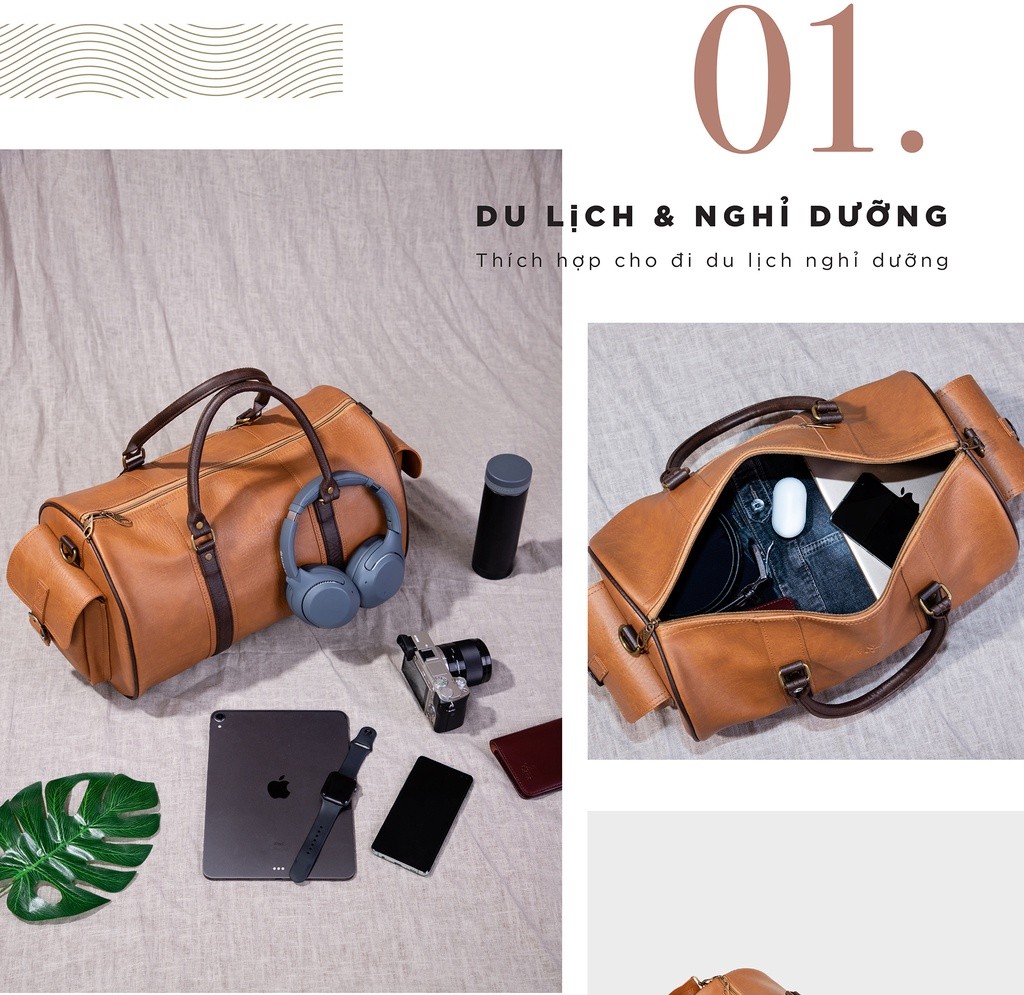 Mô tả Túi du lịch Yuumy (Thời trang nữ tiện lợi cỡ lớn - Túi da Seasand YMTR04) - 2