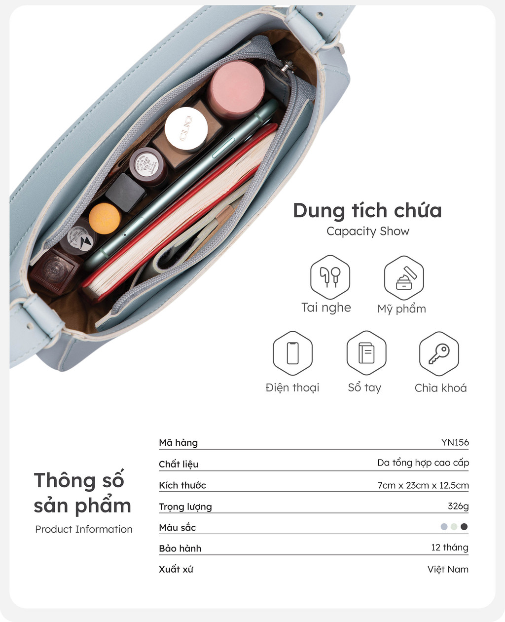 Chất liệu da Túi Yuumy YN156