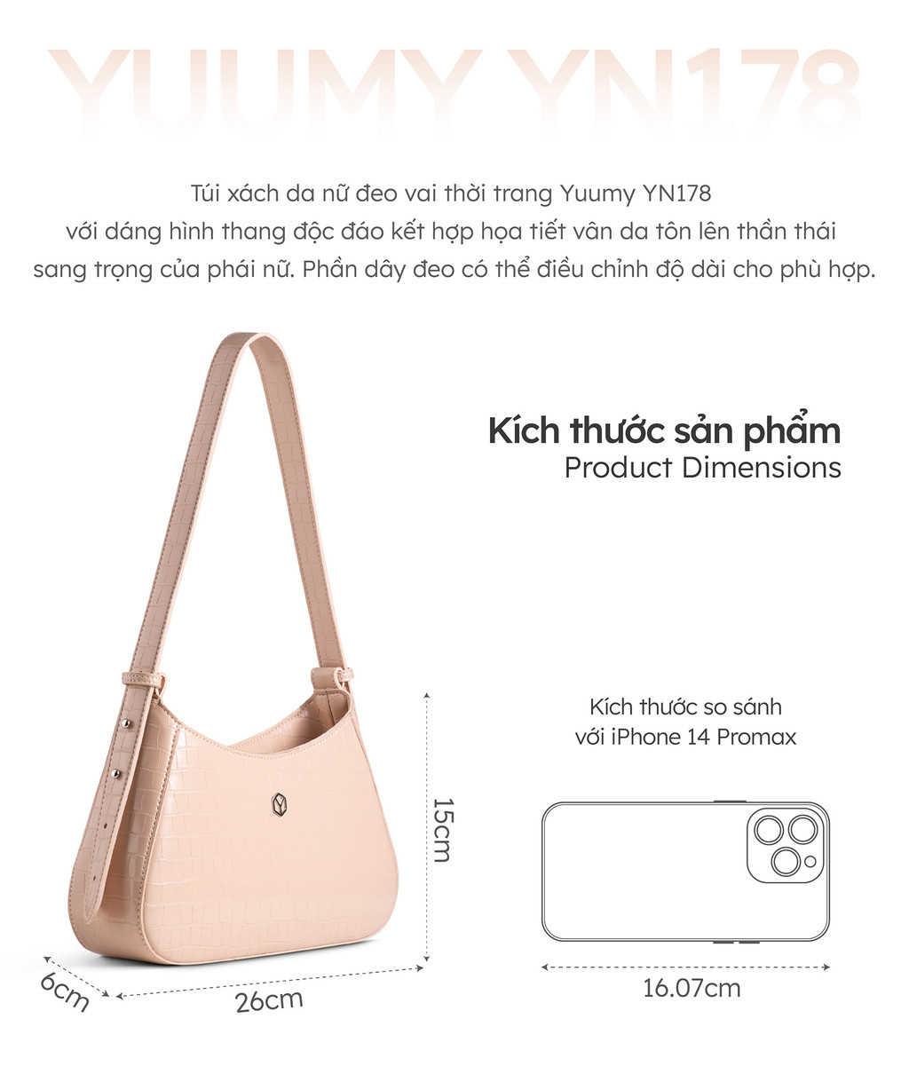 Mô tả [Võ Hà Linh x Lata_HCM] Túi Yuumy (Thời trang nữ đi tiệc - Túi đeo vai da Verein YN178) - 2