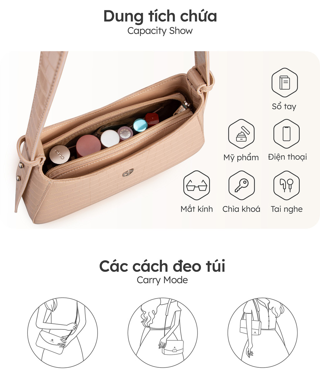 Mô tả [Võ Hà Linh x Lata_HCM] Túi Yuumy (Thời trang nữ đi tiệc - Túi đeo vai da Verein YN178) - 4