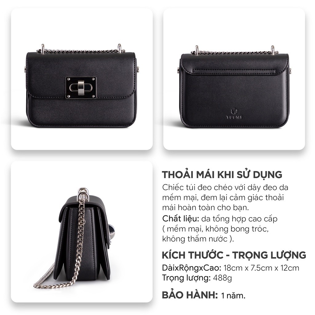 Mô tả Túi Yuumy (Thời trang nữ size 18 phối khóa xoay - Túi đeo chéo da Seasand YN142) - 2