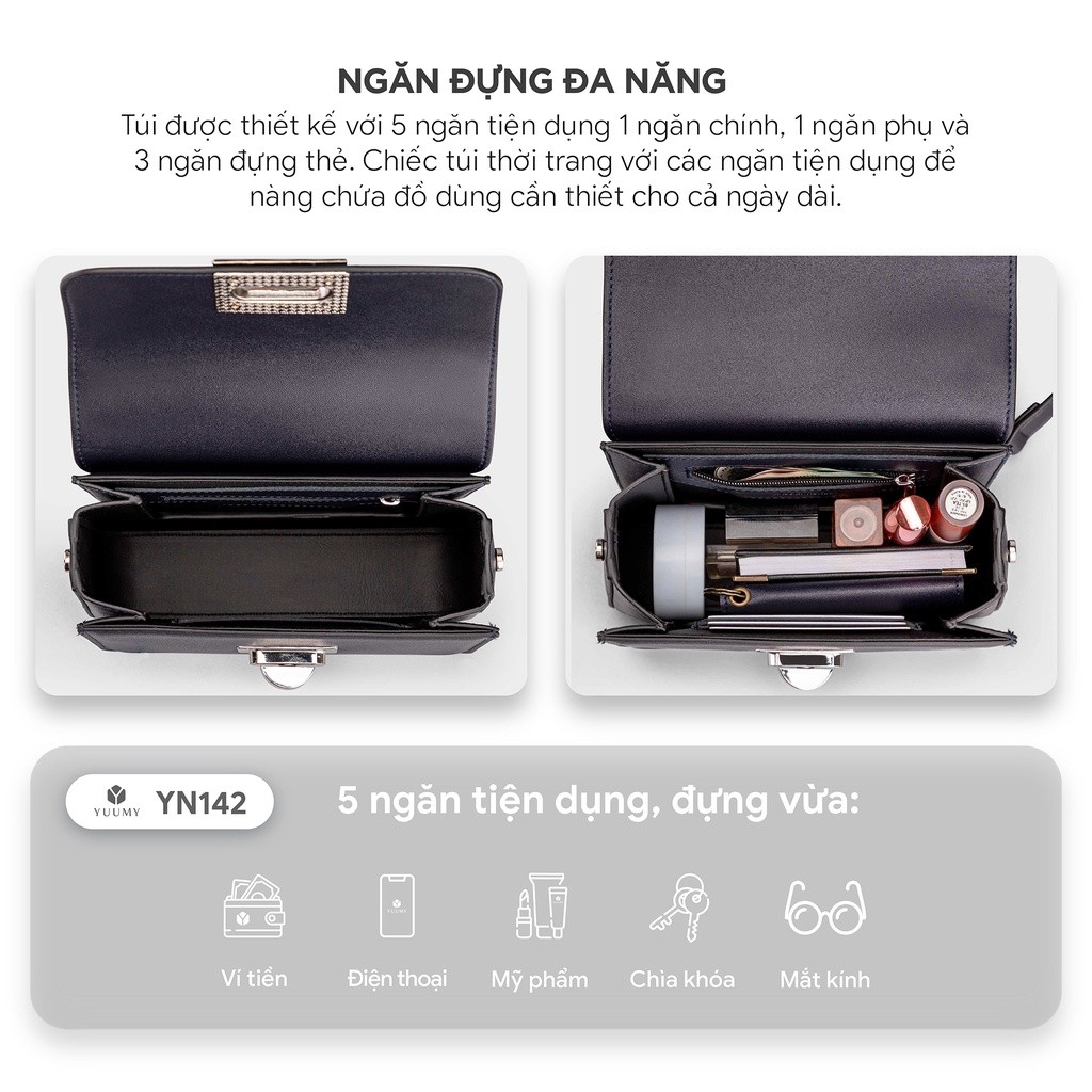 Mô tả Túi Yuumy (Thời trang nữ size 18 phối khóa xoay - Túi đeo chéo da Seasand YN142) - 3