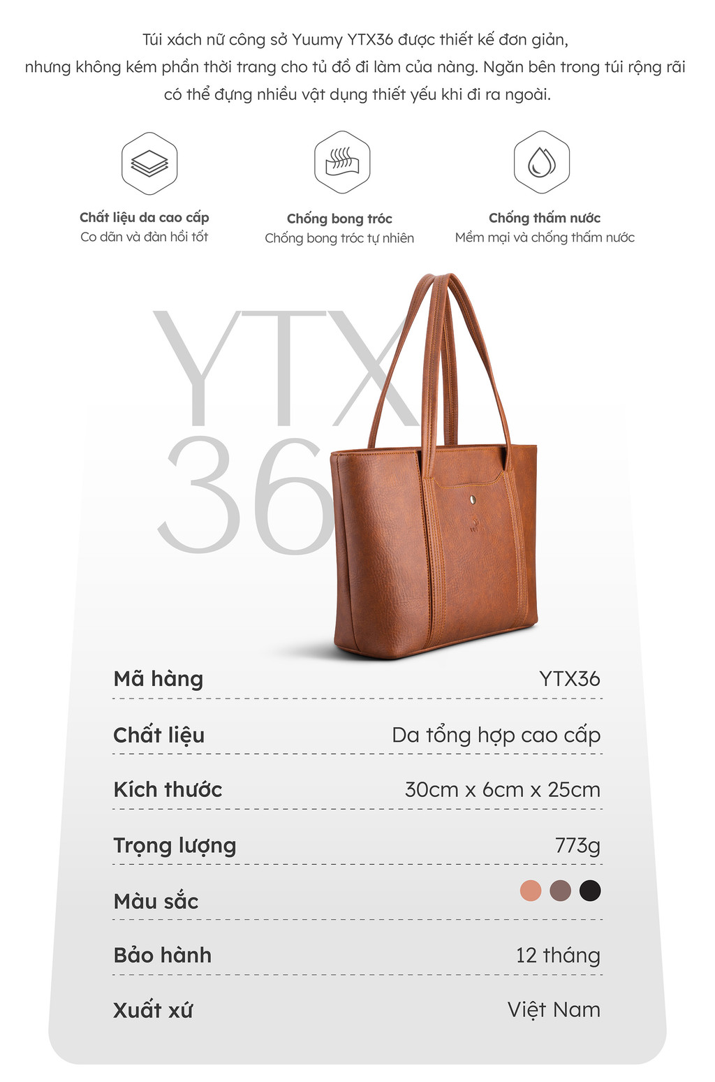 Mô tả Túi Yuumy (Thời trang nữ công sở - Túi xách da YTX36) - 2