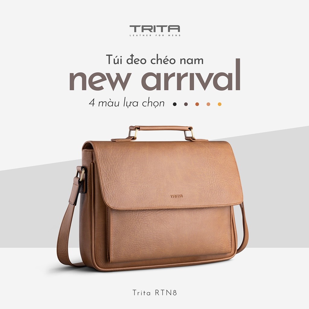 Mô tả Túi Trita (Thời trang nam nắp gập phối quai trên - Túi đeo chéo da RTN8) - 1