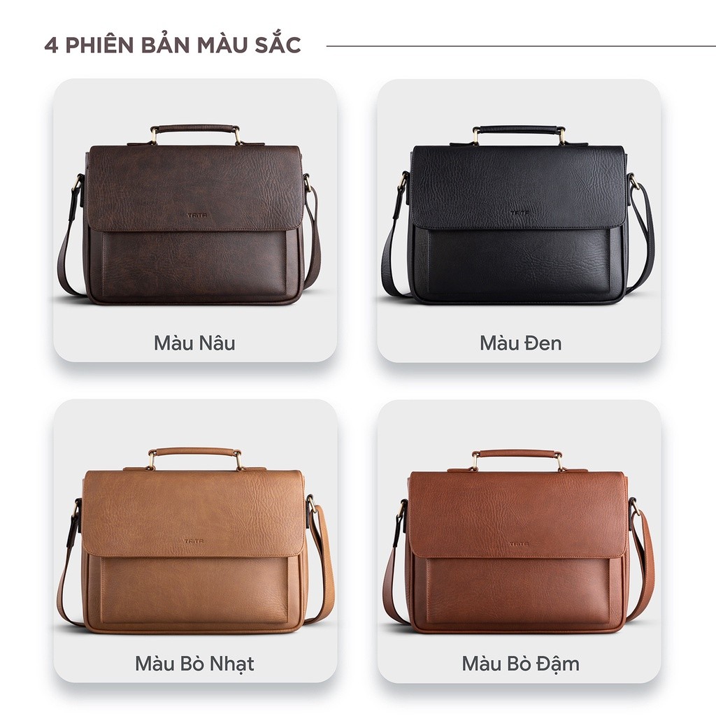 Mô tả Túi Trita (Thời trang nam nắp gập phối quai trên - Túi đeo chéo da RTN8) - 5