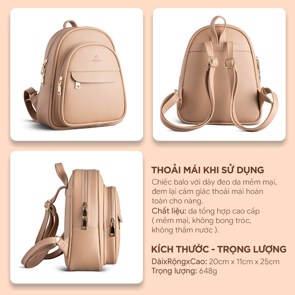 Mô tả Balo Yuumy (Thời trang nữ cỡ trung basic - Balo da Seasand YBA51) - 2