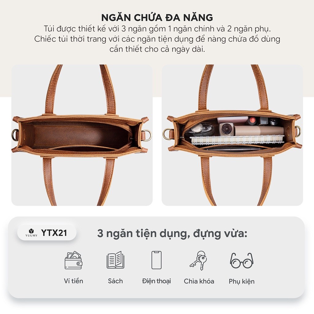 Mô tả Túi Yuumy (Thời trang nữ công sở cở trung - Túi xách da Seasand YTX21) - 3