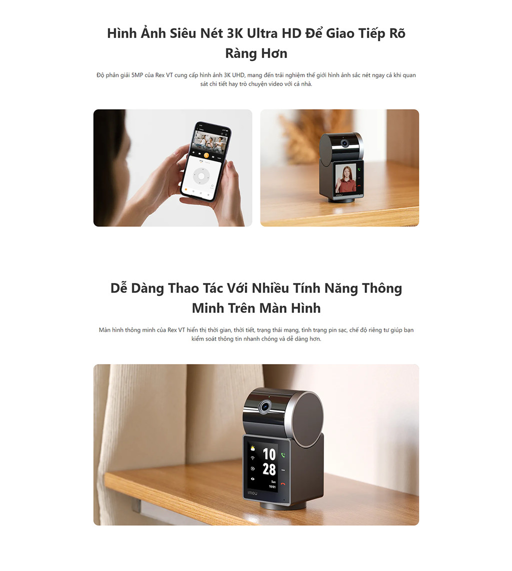 Mô tả Camera Wifi dùng pin trong nhà Imou Rex VT Pro 3K I S2VBP I Xoay 360 I Bảo vệ toàn cảnh - 2