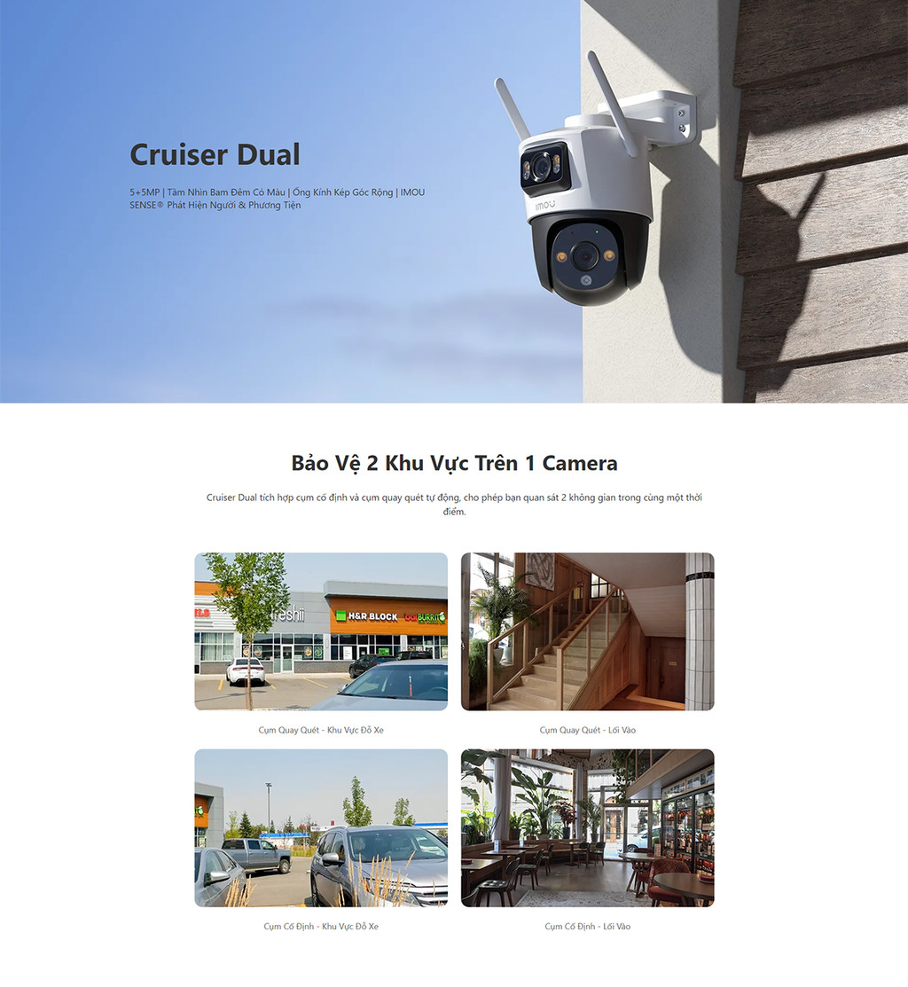 Mô tả Camera Wifi ngoài trời 2 mắt Imou Cruiser Dual I 6MP/10MP I IPC-S7XP-10M0WED I Xoay 360° | Phát hiện con người | Còi hú - 1