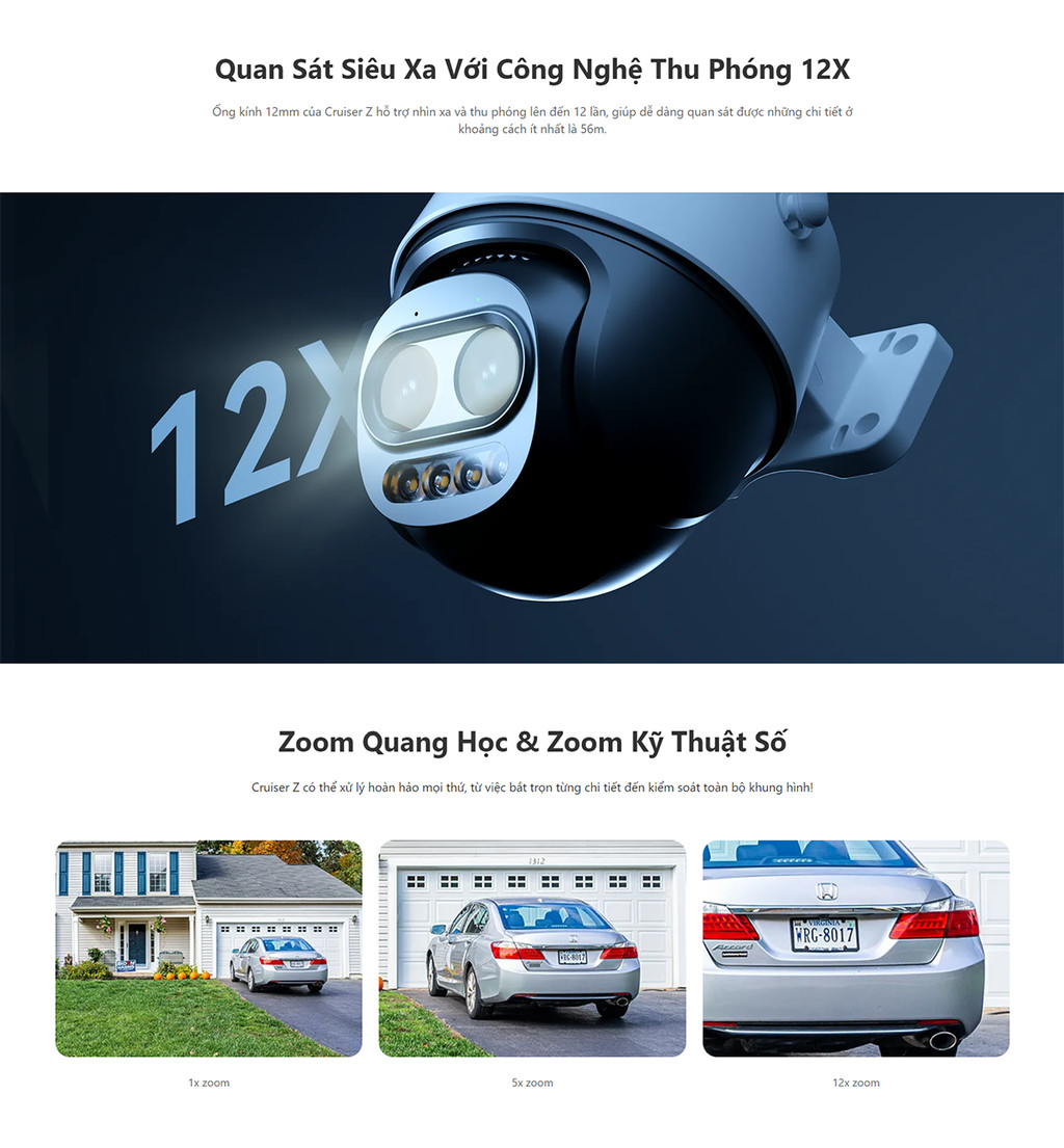 Mô tả Camera Wifi ngoài trời IMOU Cruiser Z I 5MP I S7DP-5M0WEZ I Ống kính kép Zoom 12x - 2