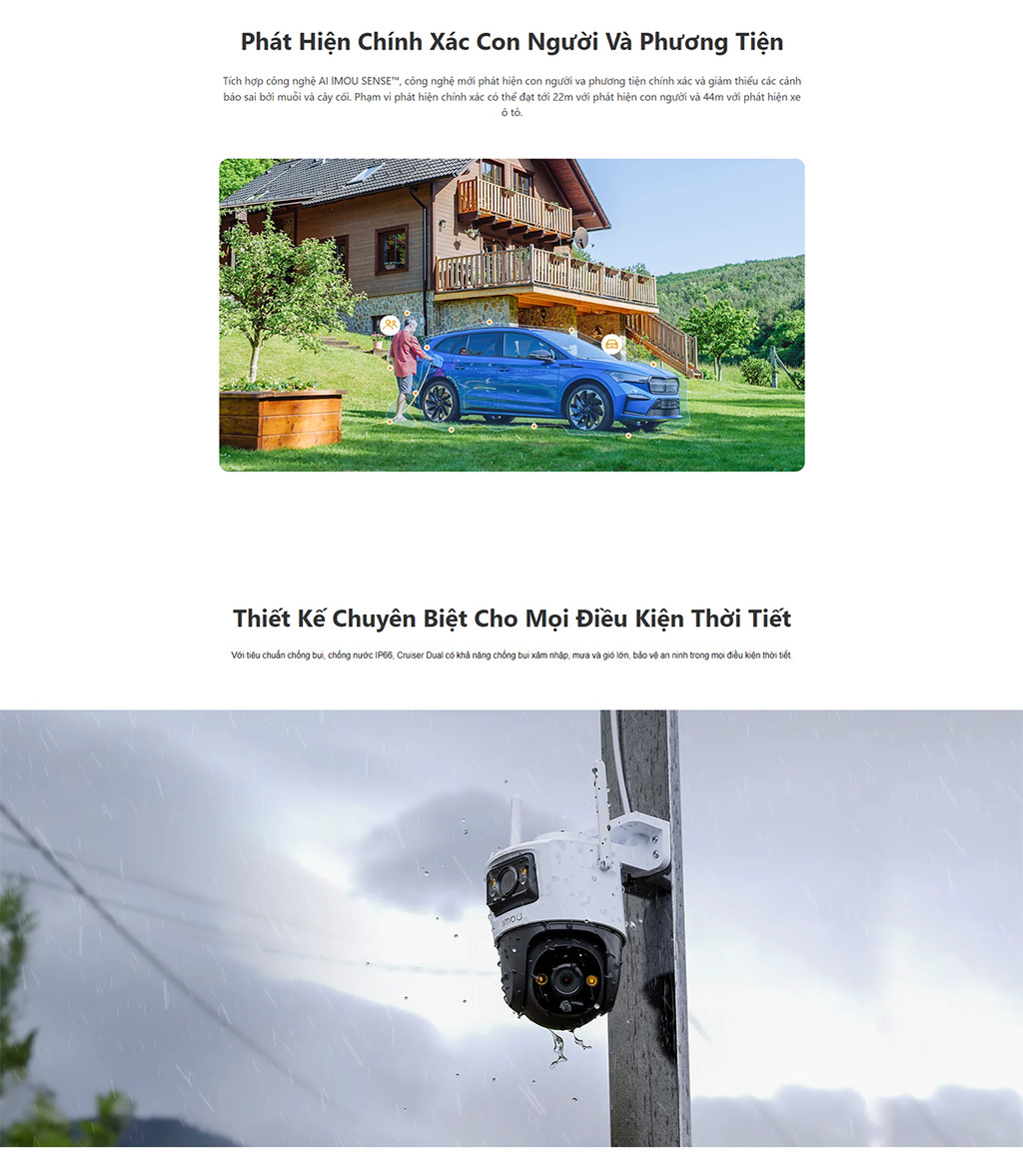 Mô tả Camera Wifi ngoài trời 2 mắt Imou Cruiser Dual I 6MP/10MP I IPC-S7XP-10M0WED I Xoay 360° | Phát hiện con người | Còi hú - 3
