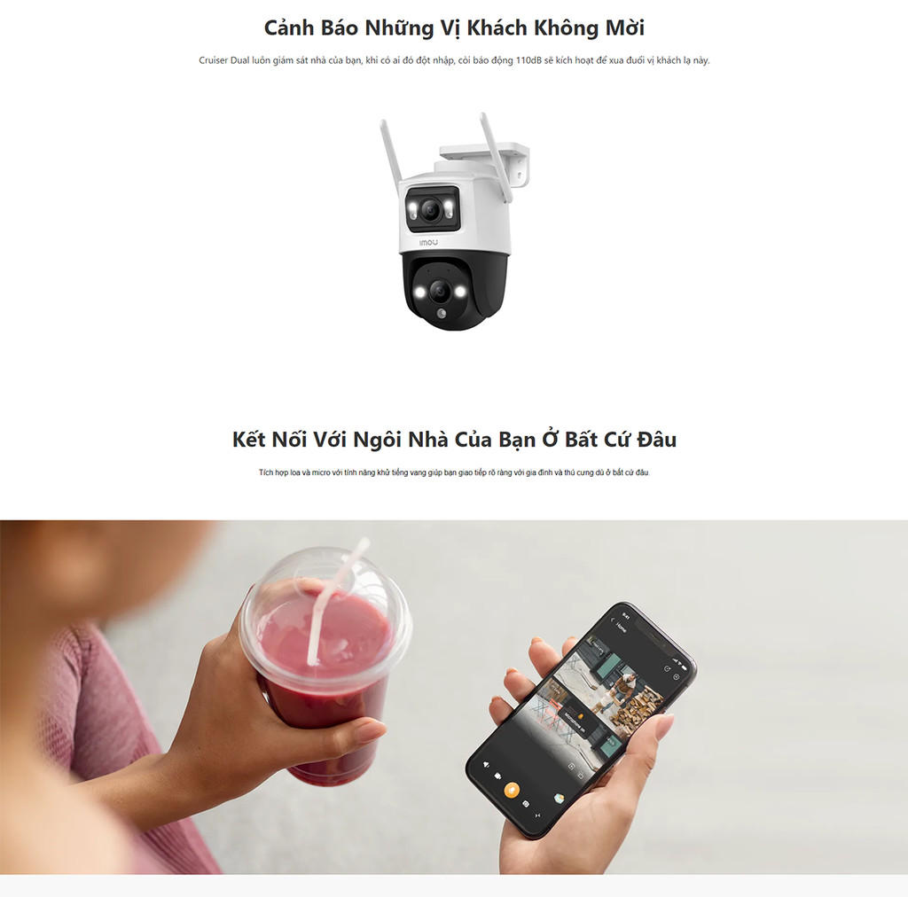 Mô tả Camera Wifi ngoài trời 2 mắt Imou Cruiser Dual I 6MP/10MP I IPC-S7XP-10M0WED I Xoay 360° | Phát hiện con người | Còi hú - 5
