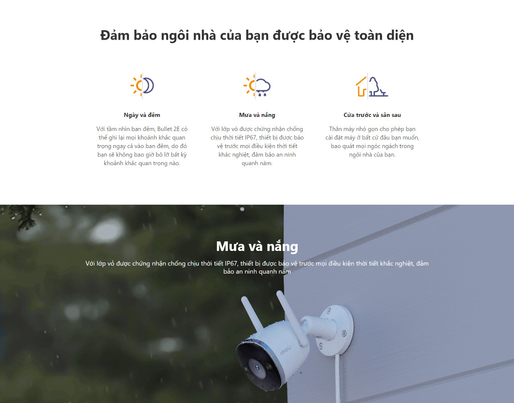 Mô tả Camera Wifi ngoài trời Imou Bullet 2E I 3MP/5MP I IPC-F52FP I 4 chế độ ban đêm I Chống nước IP67 - 3