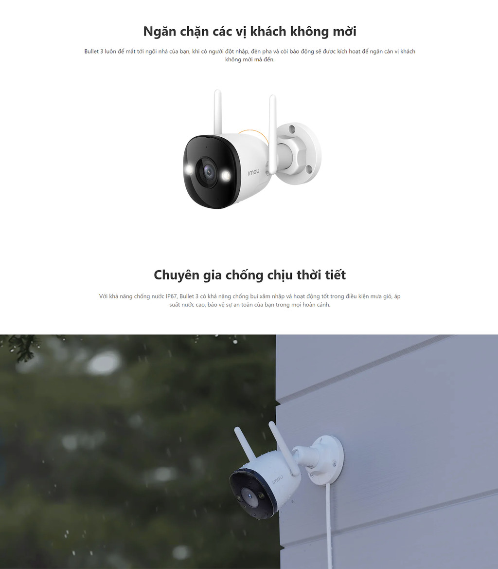 Mô tả Camera Wifi ngoài trời Imou Bullet 3 I 3MP/5MP I IPC-S3EP-3M0WE I Chống nước IP67 I Còi hú - 2