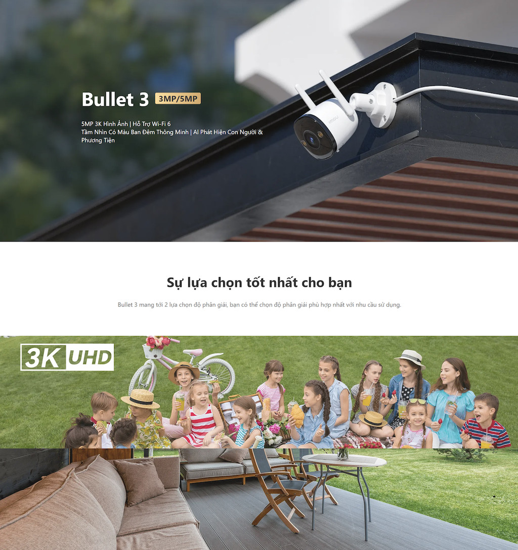 Mô tả Camera Wifi ngoài trời Imou Bullet 3 I 3MP/5MP I IPC-S3EP-3M0WE I Chống nước IP67 I Còi hú - 5