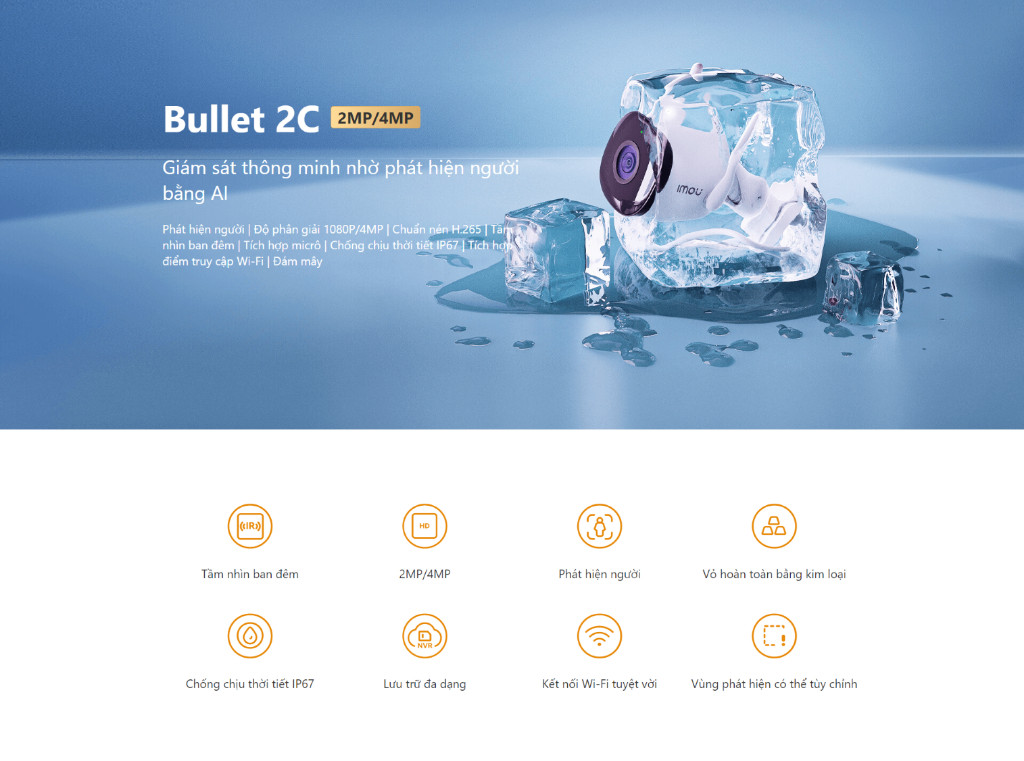 Mô tả Camera Wifi ngoài trời Imou Bullet 2C I 3MP/5MP I IPC-F52P-D I Chống nước IP67 I Màu về đêm - 1